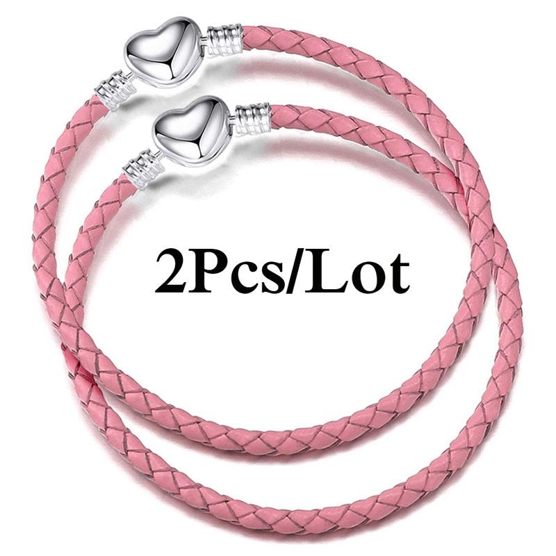 2 szt./partia Specjalna Oferta Skórzane Bransoletki Łańcuszkowe Pasują do Ręcznie Robionych Koralików Bransoletki z Charmsami Dla Par Pulsera Biżuteria Dla Kobiet Mężczyzn Hurtownia
