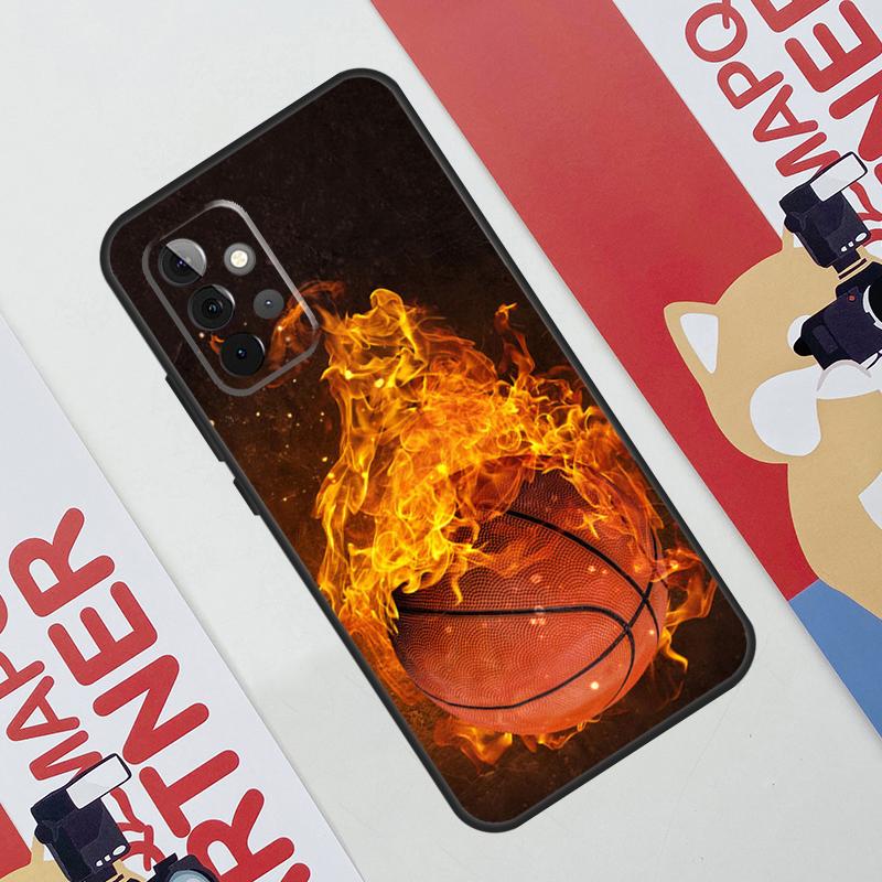 Basketball On Fire Case For Samsung Galaxy A36 A35 A55 A06 A16 A26 A56 A53 A32 A52 A33 A13 A14 A34 A54 A17 A15
