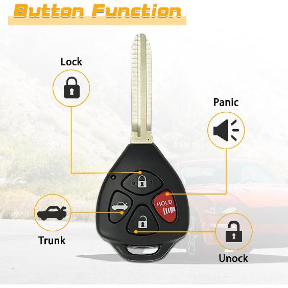 Key Fob Replacement for Toyota Camry Corolla HYQ12BBY H Chip 4D67 315MHz Remote Key 2007-2011 Camry 2009-2010 Corolla – Must Match Original Key