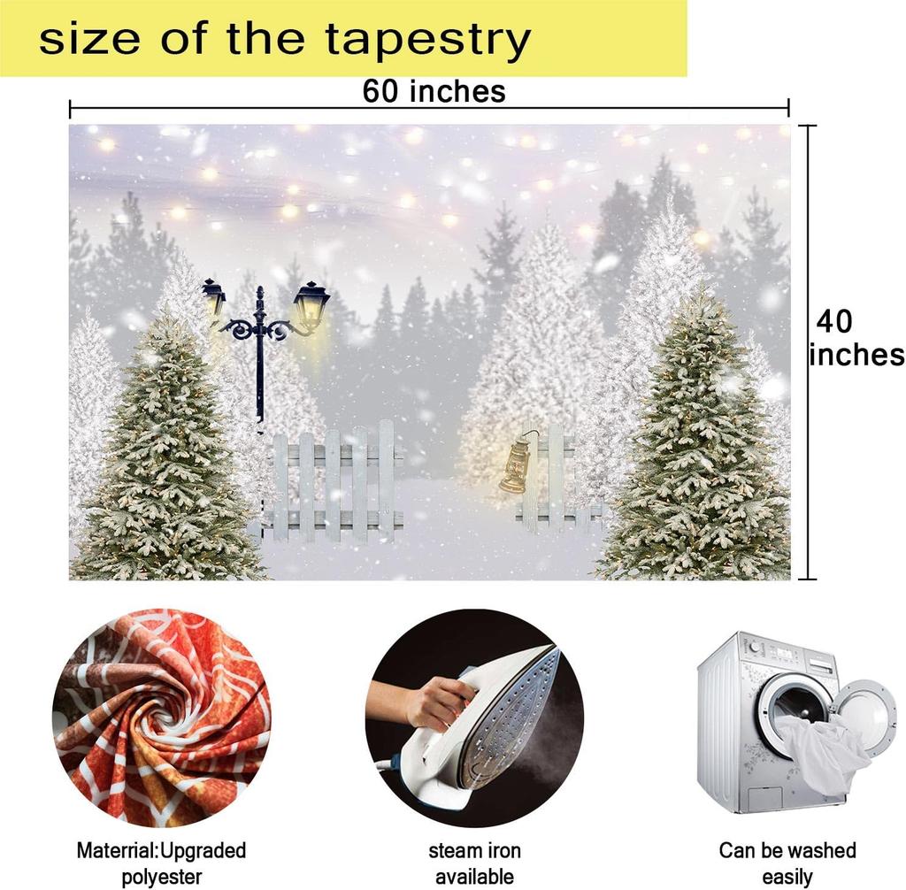 Winter Tapestry Fantasy Forest Snowy Christmas Trees White Snowflake Tapestries Nature Scenery Snowfield Xmas Happy New Year