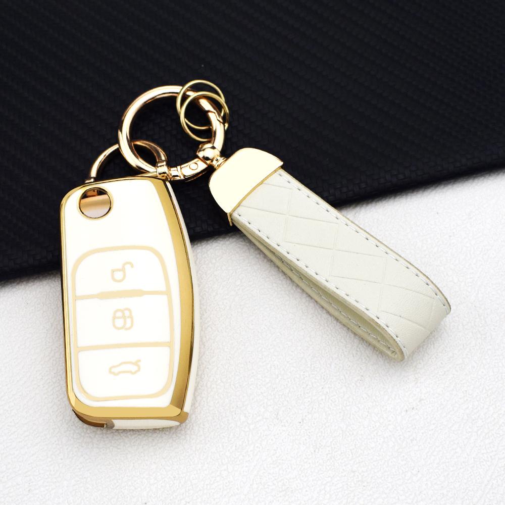 TPU Car Key Case For Ford Focus 2/Falcon/Escape/Galaxy/Kuga/B-Max/C-Max/Ecosport/Fiesta Shell Fob Cover Holder With Key Chain