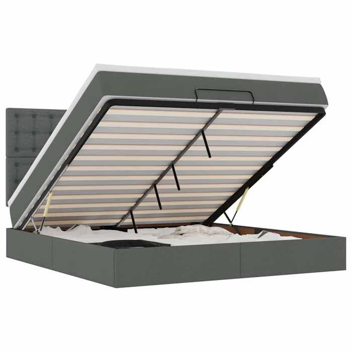 VidaXL Ottoman Bed Frame with Mattress Dark Grey 160x200cm Fabric, Bed Frame, Upholstered Bed Frame, Bed Frame 3313335