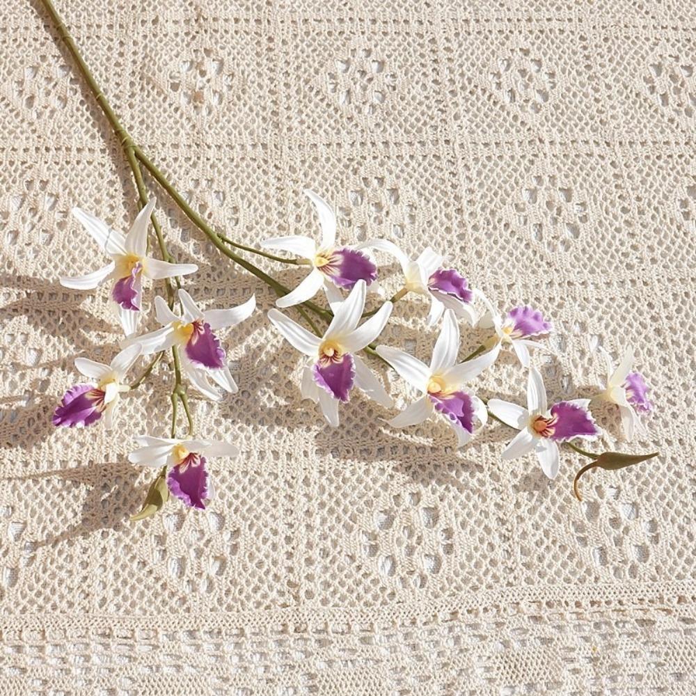 2 Fork Artificial Dendrobium Branch Realistic Real Touch Simulation Orchids Handmade Exquisite Fake Flowers Wedding Party Decor