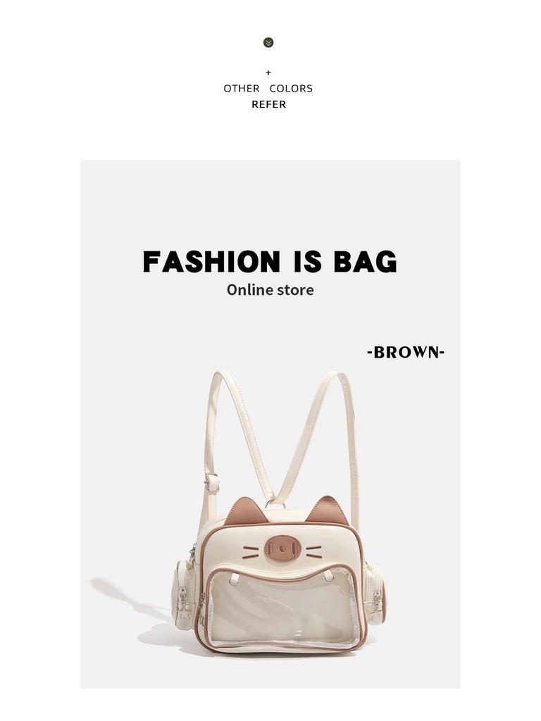 Y2K Millennium Large Capacity Cat Print Shoulder Crossbody Backpack 2024