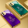 Electroplated glass phone case letter "R" design golden frame For iPhone 17 Air 16 Pro 15 Pro Max 14 Plus anti-drop protection
