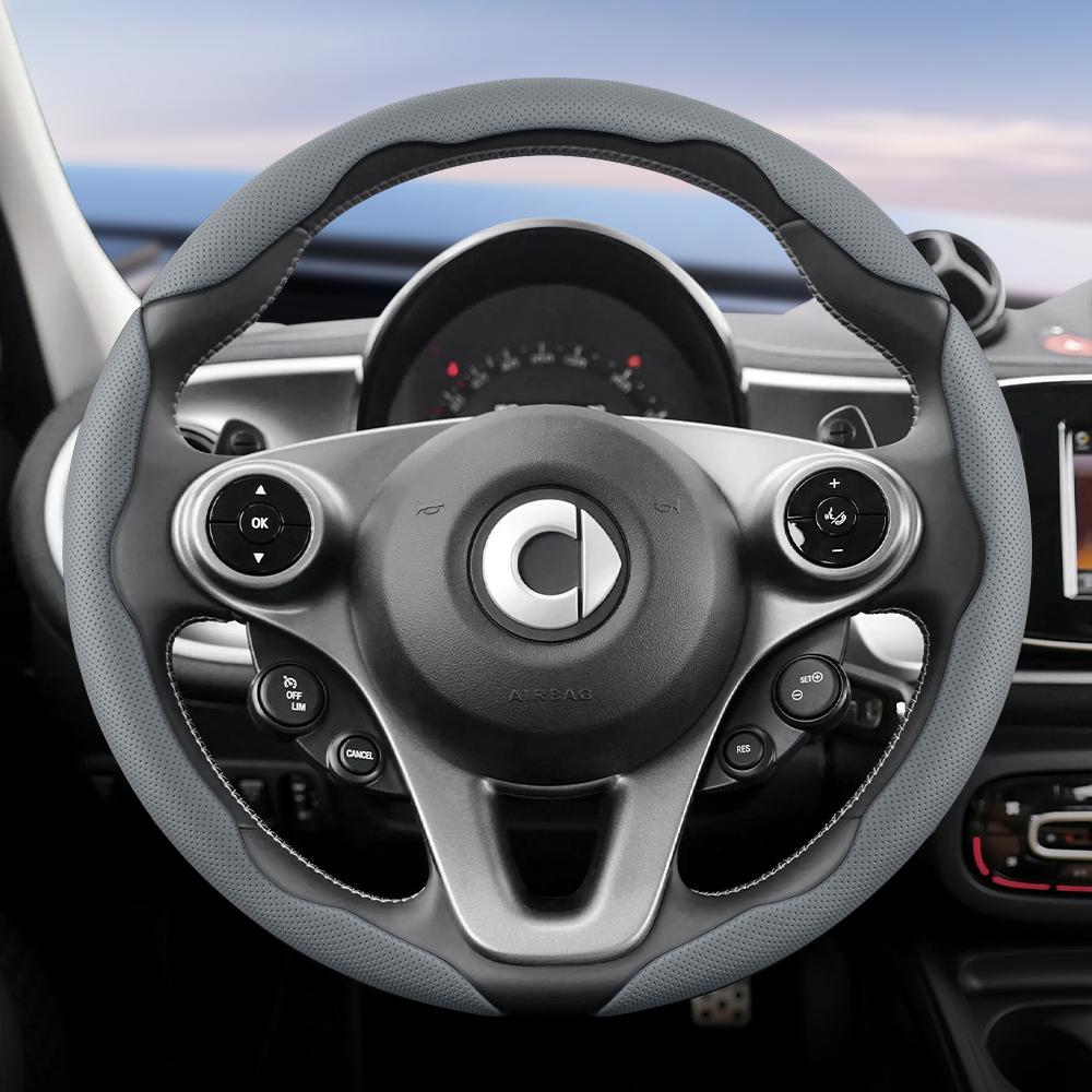 Vcxja9 Vhodné pro Smart Prodyšný Kožený Potah Volantu s Dírami Segmentovaný Design Rychloupínání Protiskluzový a Odolný Fortwo 451 450 453