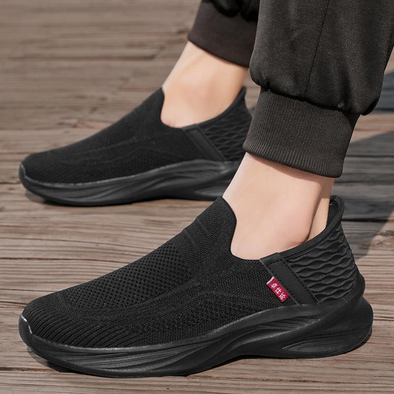 Foreign trade new comfortable one-pedal flash wear casual shoes men's flying woven breathable running sports shoes fashionable and lightweight trendy