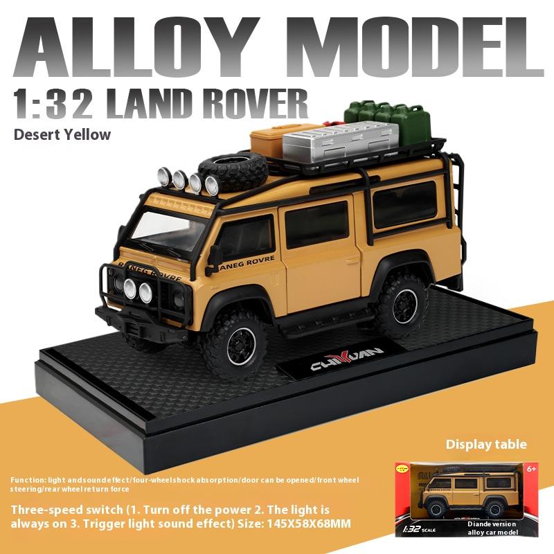 With Base 1/32 Land Rover Defender Off-Road Vehicle Die-cast Metal Camper Van Model Children's Toy Car Boy Gift Ornaments