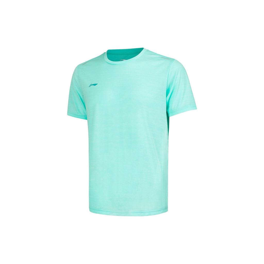 Li-Ning Solid Color Logo Crew Neck Short Sleeve T-Shirt Unisex Tops Light-Blue ATSS600-1