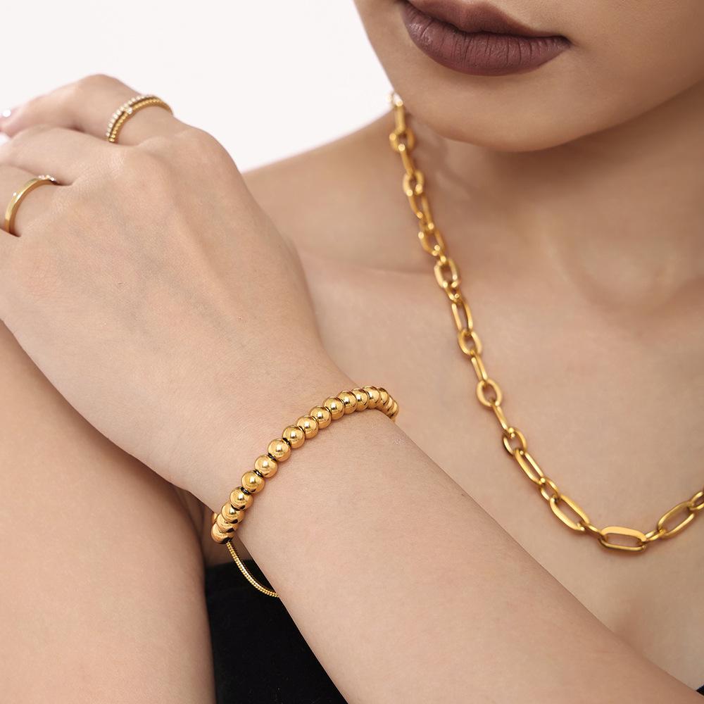 Qiong Yao Luxurious 4mm Stainless Steel Bead Bracelet for Women – Versatile and Elegant Design