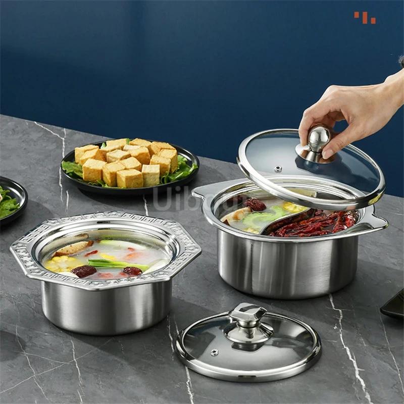 Whirlwind cooker One person one pots small hotpot Clear Soup Double Flavor Pot Single person hot pot with lid Induction cooking