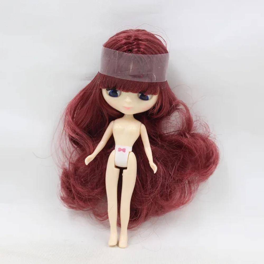 Mini Blyth with bangs nude doll 10CM different hair color with random dress cloes eyes normal body DIY fashion toys