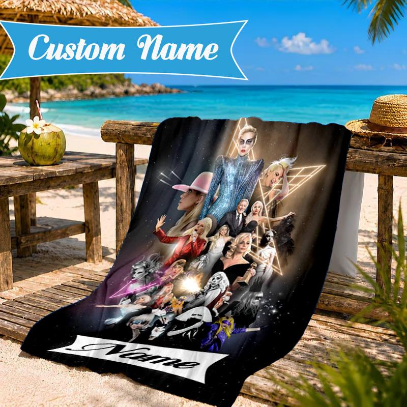 Custom Name Beach Towel Lady Music Performance Microfiber Beach Towel, Lightweight for Summer Travel, Swimming Pool Fan Birthday Gift