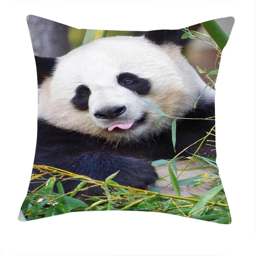Cute Chinese Panda Print Pillow Case Home Decor Living Room Sofa Bedroom Bedside Cushion Cover 45x45cm