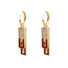New Retro Red White and Black Drop Glazed Earrings Geometric High-end Earrings With Diamond Inlay Versatile Earrings