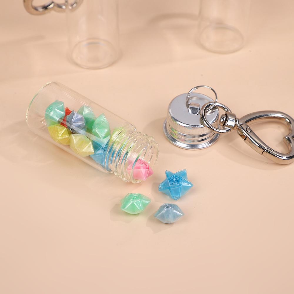 10ml  Storage Bottle with Love Keychain Mini Transparent Glass Bottles Aluminium Cap Empty Sample Jars Liquid Containers