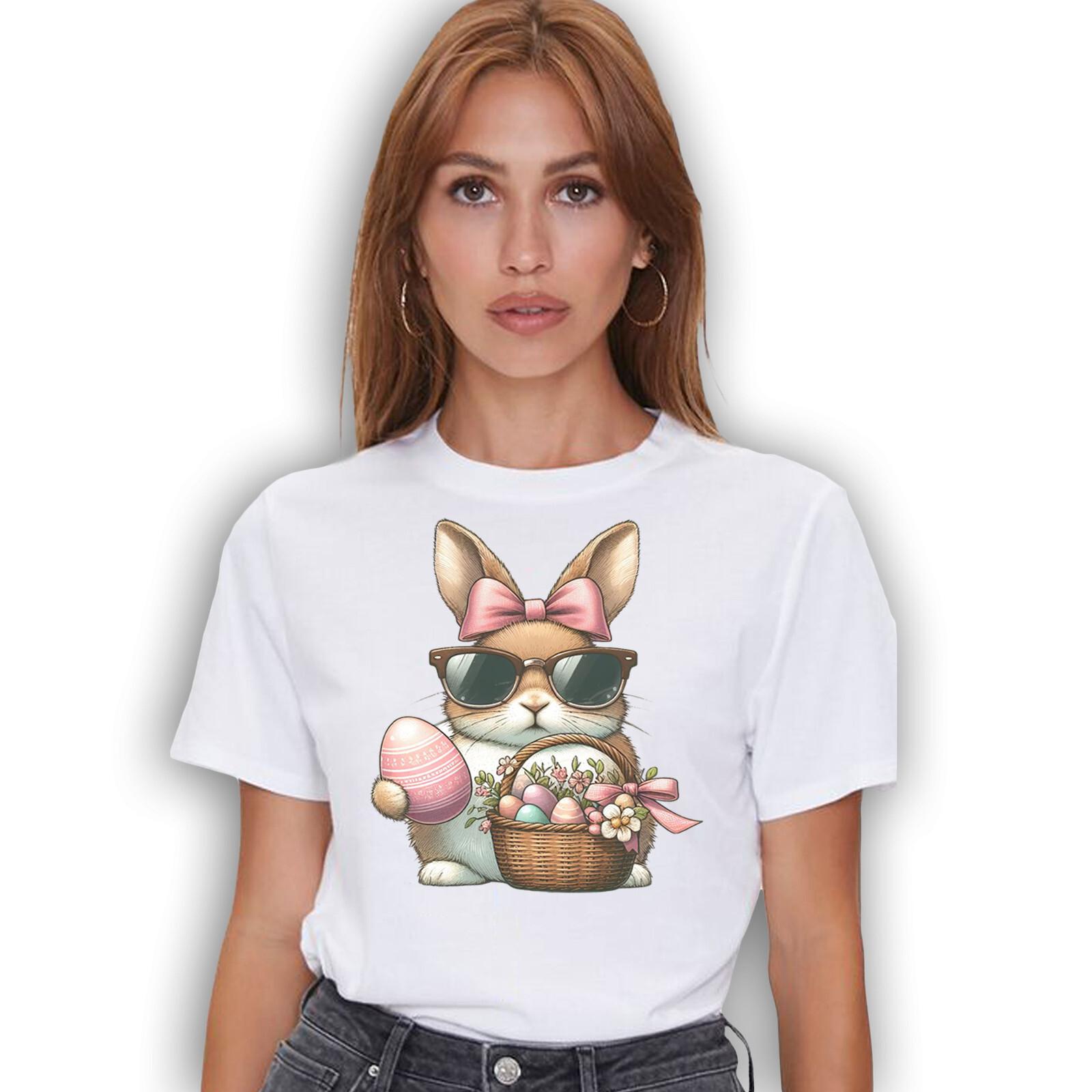 Bunny Wearing Sunglasses Funny T-shirt Easter Day Novelty Tee L