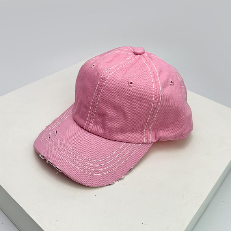 New Unisex Solid Distress Retro Baseball Hats Breathable Street Sunshade Simple Peaked Cap Versatile Fashion Casual Broken Style