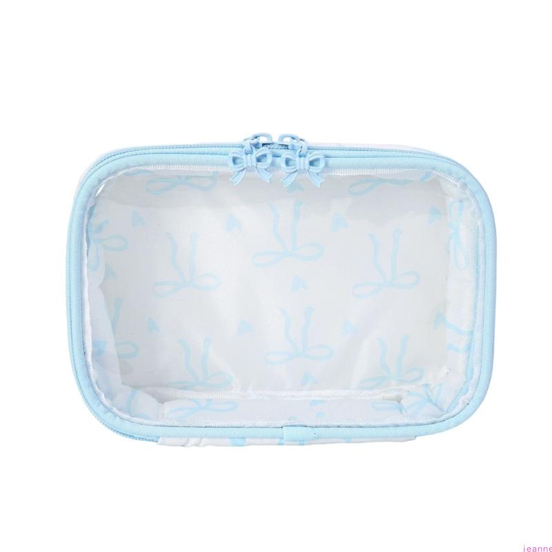 Stylish See Through Butterfly Bowknot Beauty Bag Storage Container with Bows For Organizing Skincare Products