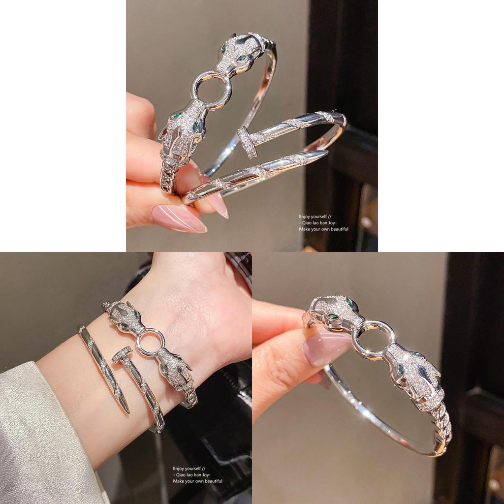 Wolf 18k Gold Plated Zircon Ring Bracelet For Fashion Women
