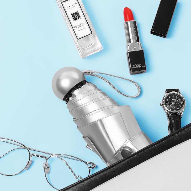 Titanium silver glue 50% off sun umbrella women's sunscreen parasol weather and rain vinyl full shading folding umbrella lightweight