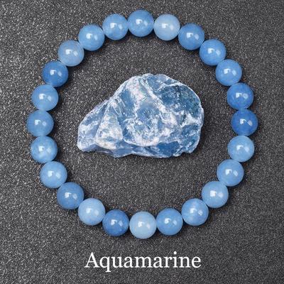 Bracelet élastique à perles en pierre naturelle Jade Bleu populaire pour hommes et femmes
