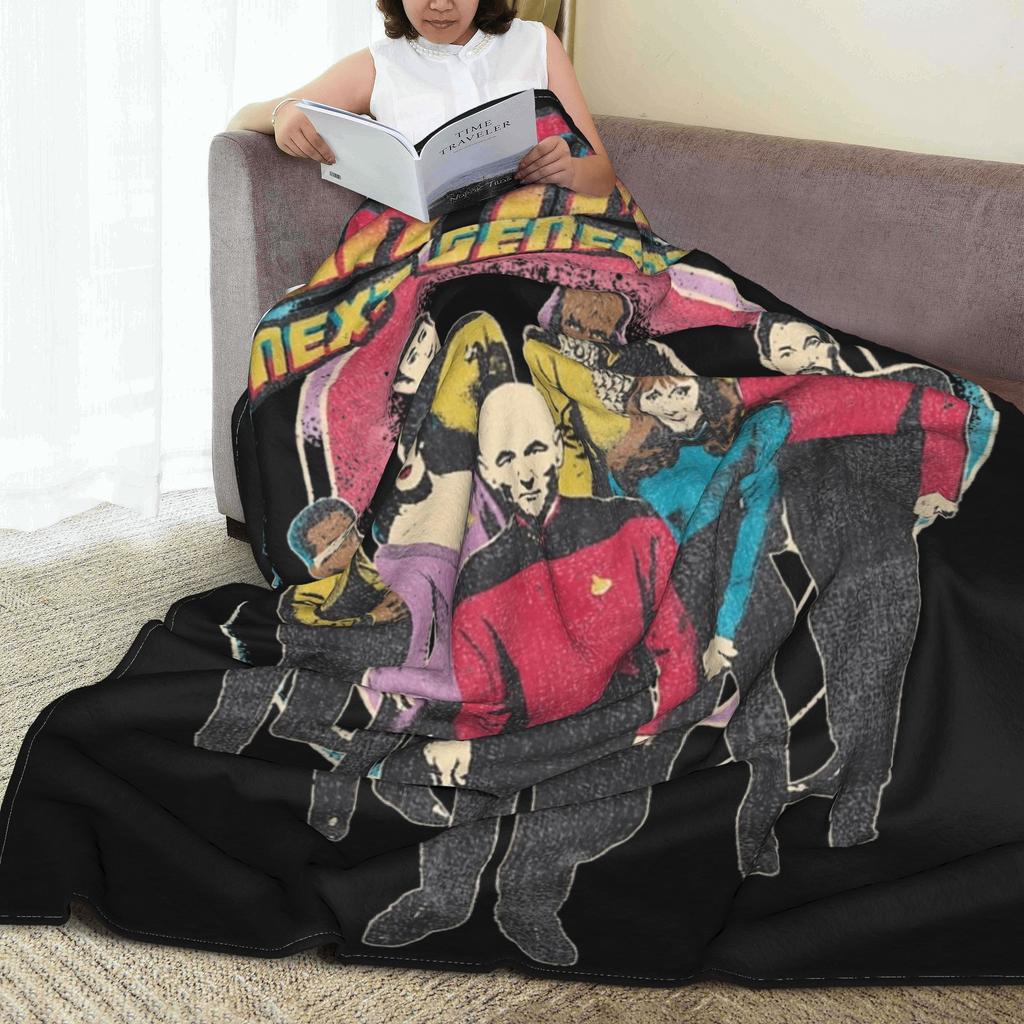 Super Soft Stars Treks The Next Generation Throw Blanket Premium Fleece Flannel Vintage Movie Bed Blanket Cozy Fluffy Blankets