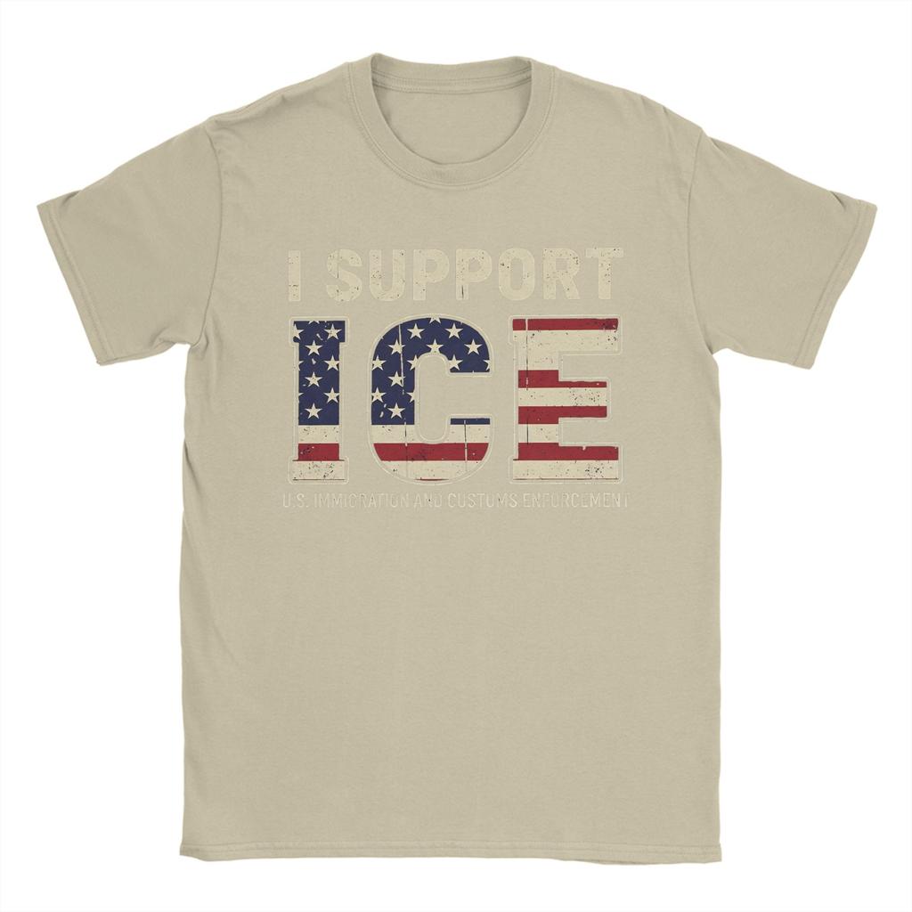 I Support ICE Immigration and Customs EnforceUnisext Vintage TShirts for Unisex Novelty Cotton Tee Shirt O Neck Short Sleeve T Shirts
