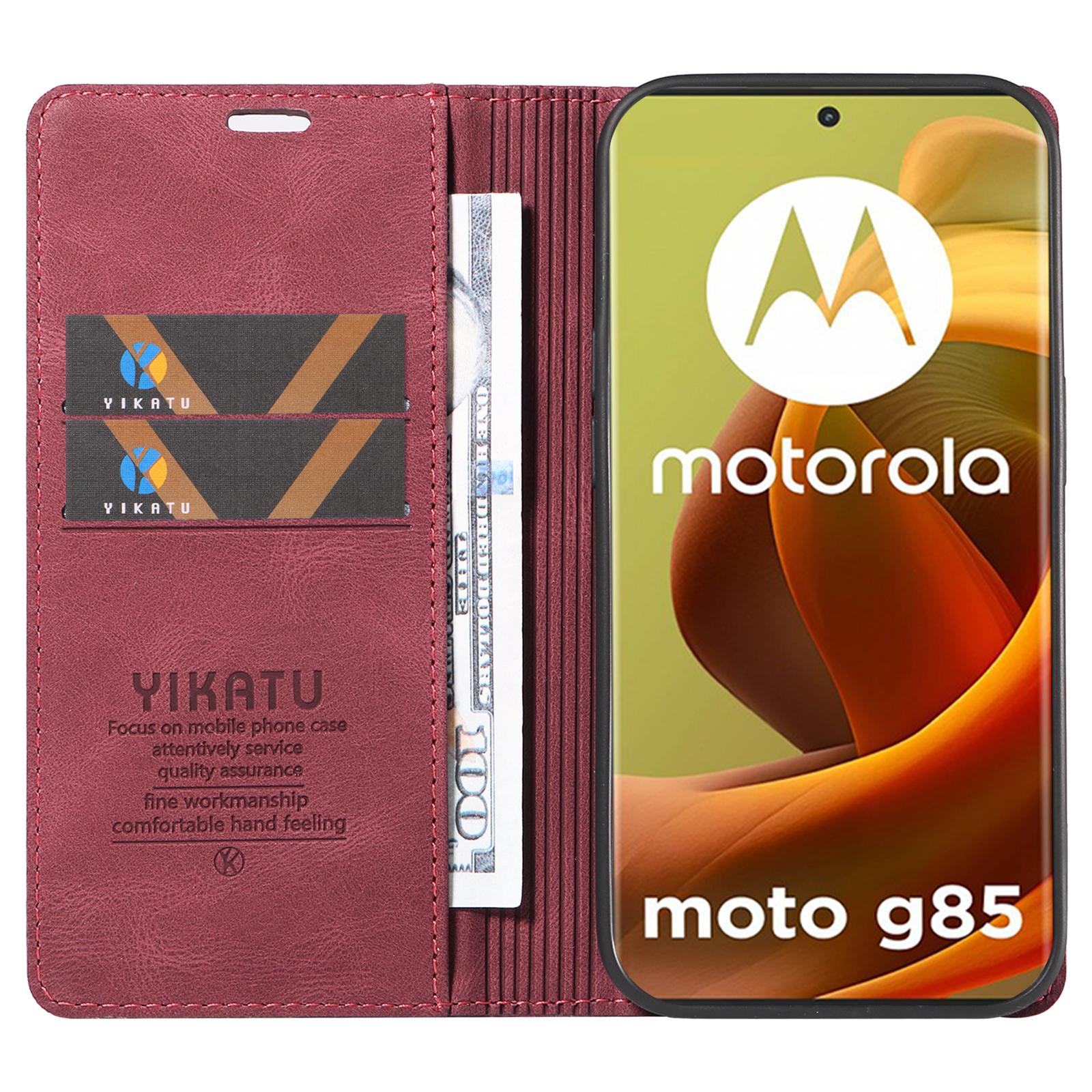 

YIKATU YK-004 For Motorola Moto G85 5G/S50 Neo 5G Case Leather Phone Wallet Cover Skin-Touch Purple