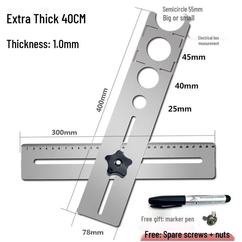 Adjustable Multifunctional Tile Hole Punch and Positioning Ruler