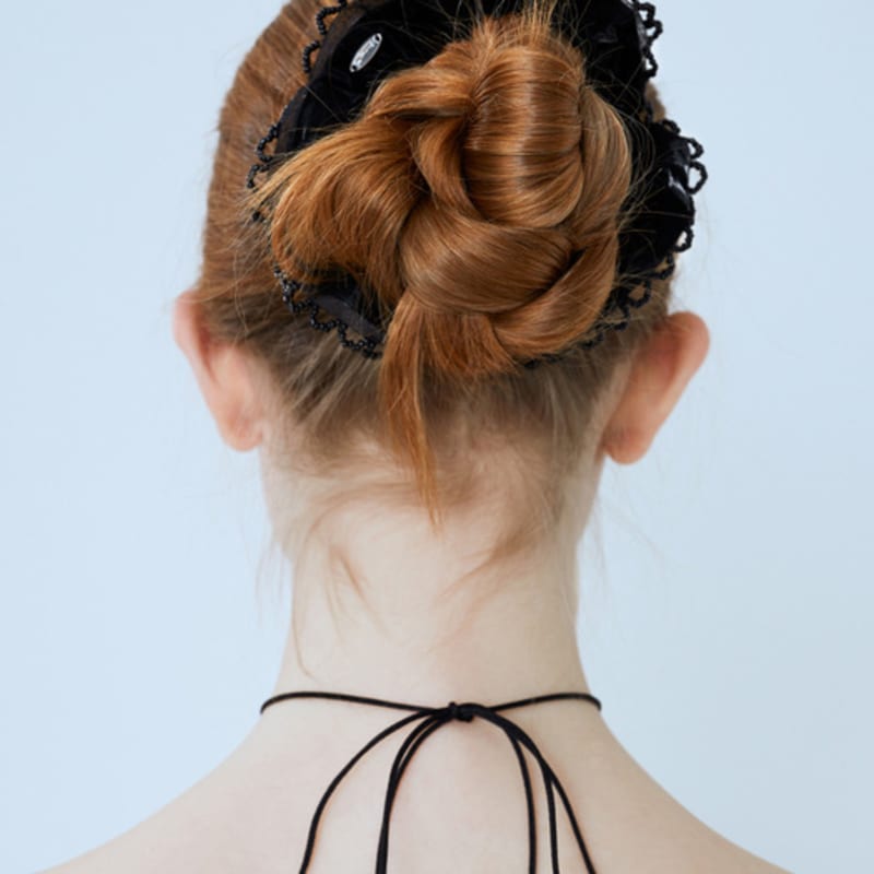 

меллотори бисерная оборка резинка для волос (черный) black