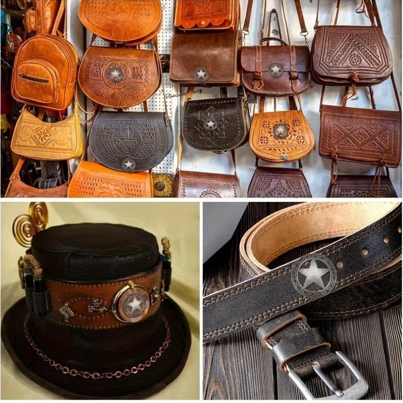 10pcs Screw Back Buttons Engraved Star Button Hollow Decorative Buttons Round Vintage Silvery  Casting Western  DIY Accessories