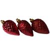 Set of 6 Red Cone-Shaped Christmas Tree Baubles - Mixed Matte and Gloss