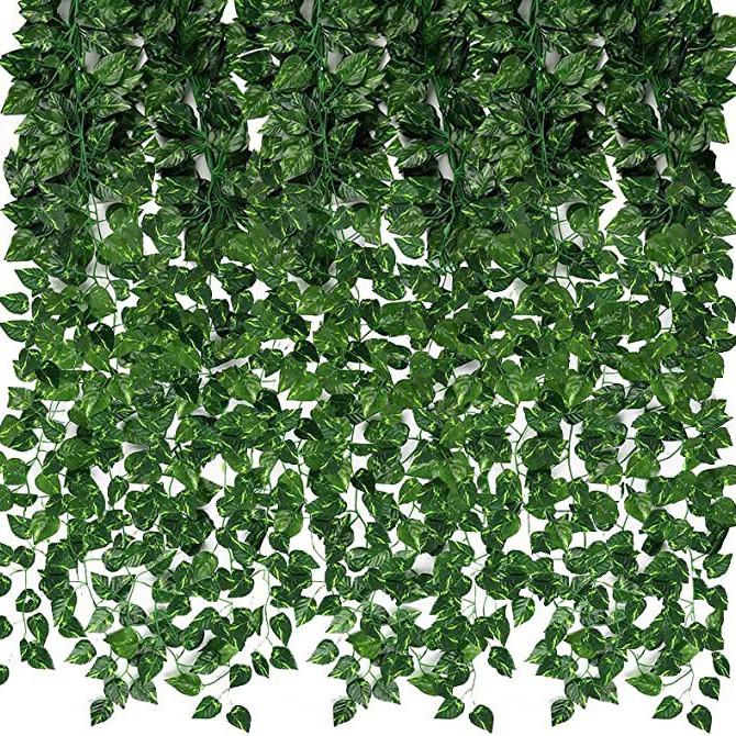 Realistic Rattan Artificial Ivy and Plastic Flower Hanging Decor