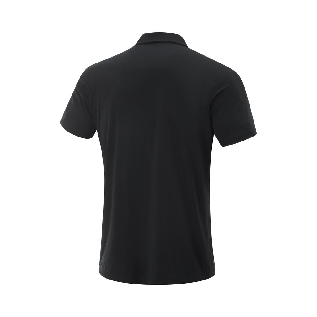 Li-Ning Einfaches einfarbiges bequemes atmungsaktives vielseitiges lässiges kurzärmeliges Poloshirt Herren Oberteile Schwarz APLV047-1
