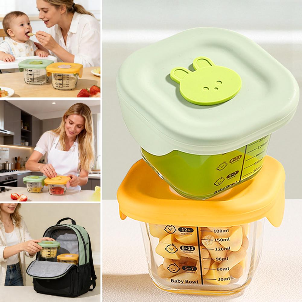 Baby Food Storage Container Glass Steamable Heating Egg Custard Bowl Infant Freshness Box Meal Prep Dish Wholesale Set with Lid