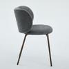 Contemporary Chenille Dining Chairs, Cozy Curved Back Support with Soft Upholstery, Bronze Metal Legs,Set of 2 ,Gray color