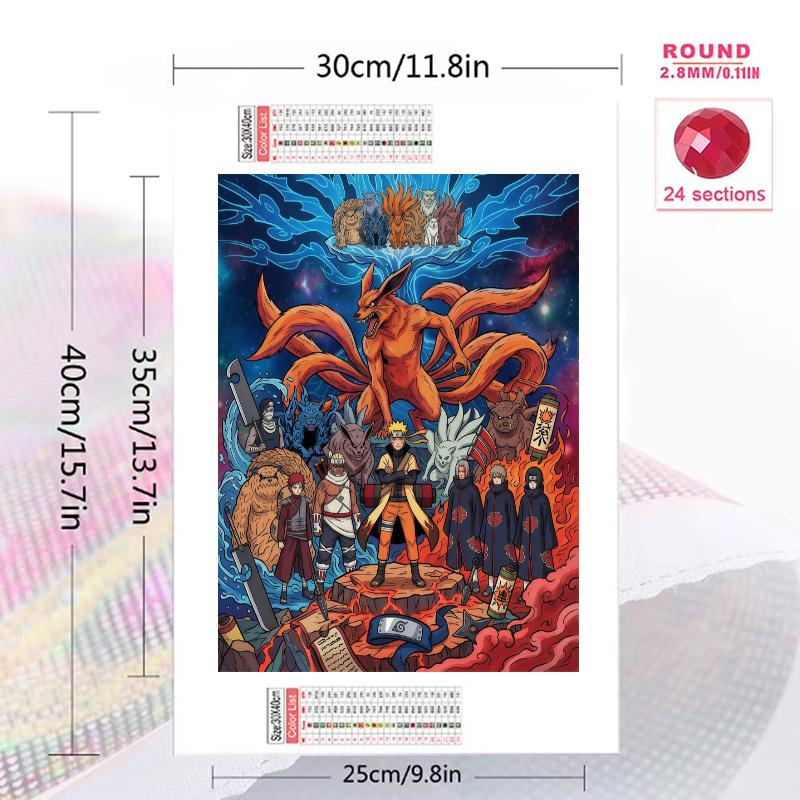 Naruto Tailed Beasts & Symbolic Art Set Pattern 3pcs 100% Round Full Drill 5D DIY Diamond Painting Embroidery Cross Stitch Rhinestone Décor
