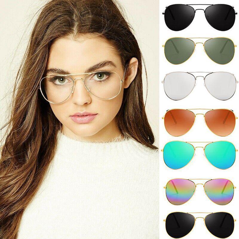 Lunettes de soleil de mode vintage surdimensionnées à verres miroir pour femmes et hommes avec monture en métal