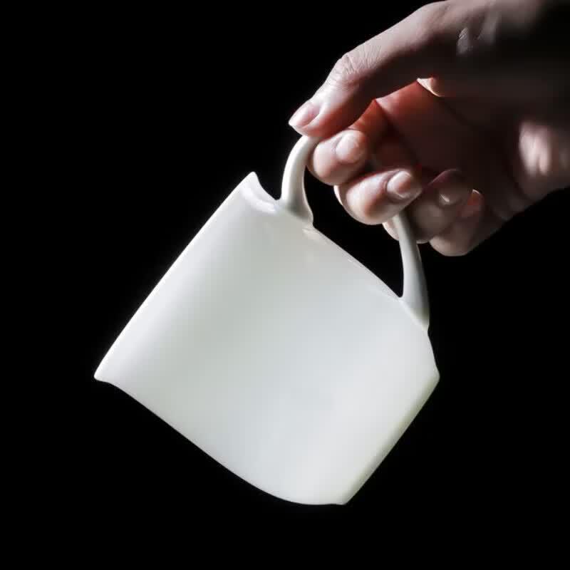 YUZUN Pure White Bone China Lidded Office & Meeting Cups - Set of 12