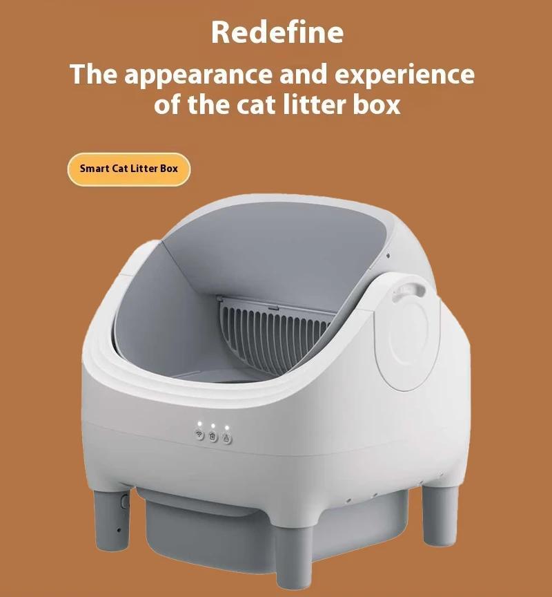 EU Warehouse Smart Automatic Cat Litter Box, Open-Top Self-Cleaning Cat Toilet with App Control and Dual Safety Sensors, Automatic Cat Litter Basin
