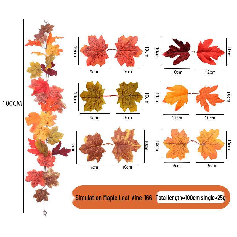 1m Autumn Maple Leaf Rattan Wall Hanging Decoration