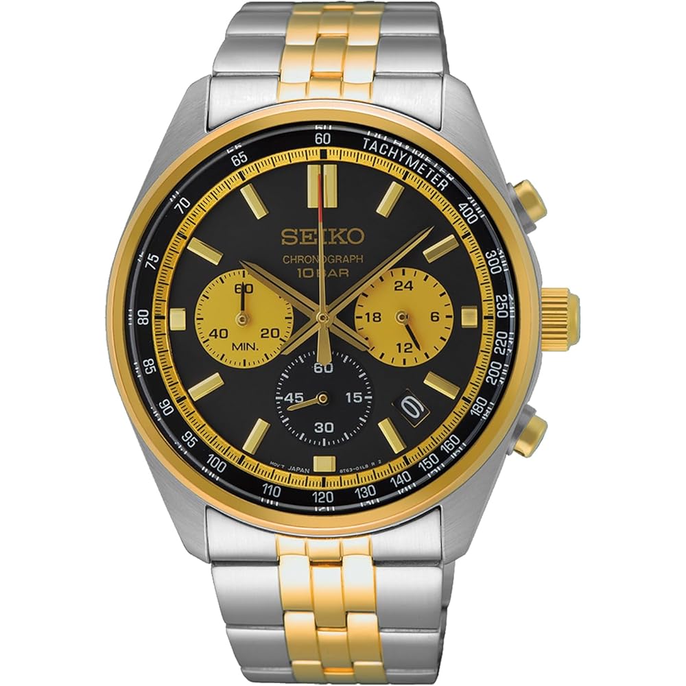 Seiko Chronograph Quartz Watch SSB430P1 Men s Silver Gold Black Dial 1/5 Second