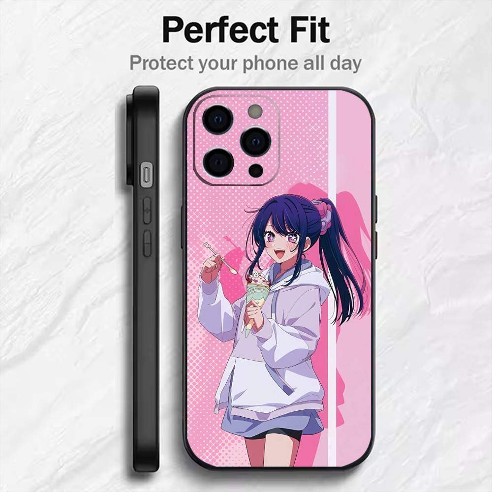O-Oshi N-No K-Ko Hoshino Ai Handyhülle Für iPhone17,16,15,14,13,12 Plus,Max Weiches Silikon Schwarze Hülle