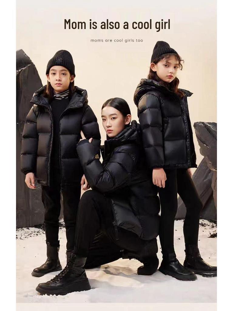 Kids' Winter Black Gold Thick Hooded Coat - Warm Short Jacket for Boys & Girls