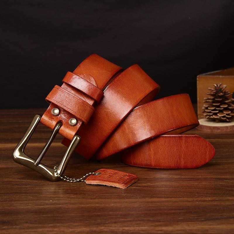 

Высококачественный ретро ремень ручной работы из кожи коровьей шкуры верхнего слоя растительного дубления, окрашенный водой, для мужчин, джинсовый ремень из натуральной кожи в гонконгском стиле для мужчин 125cm
