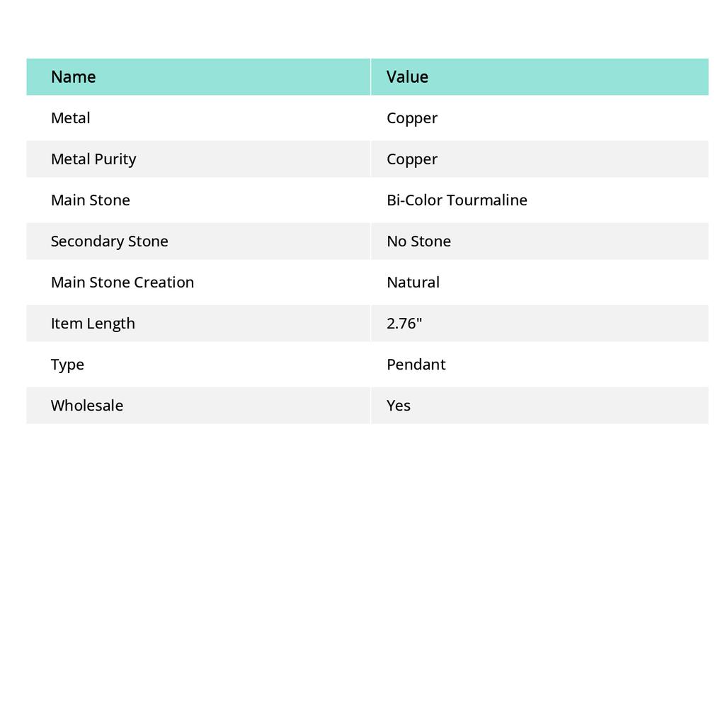 Zweifarbiger Turmalin Edelstein Kupferdraht Wickel Schmuck Anhänger 2,76"