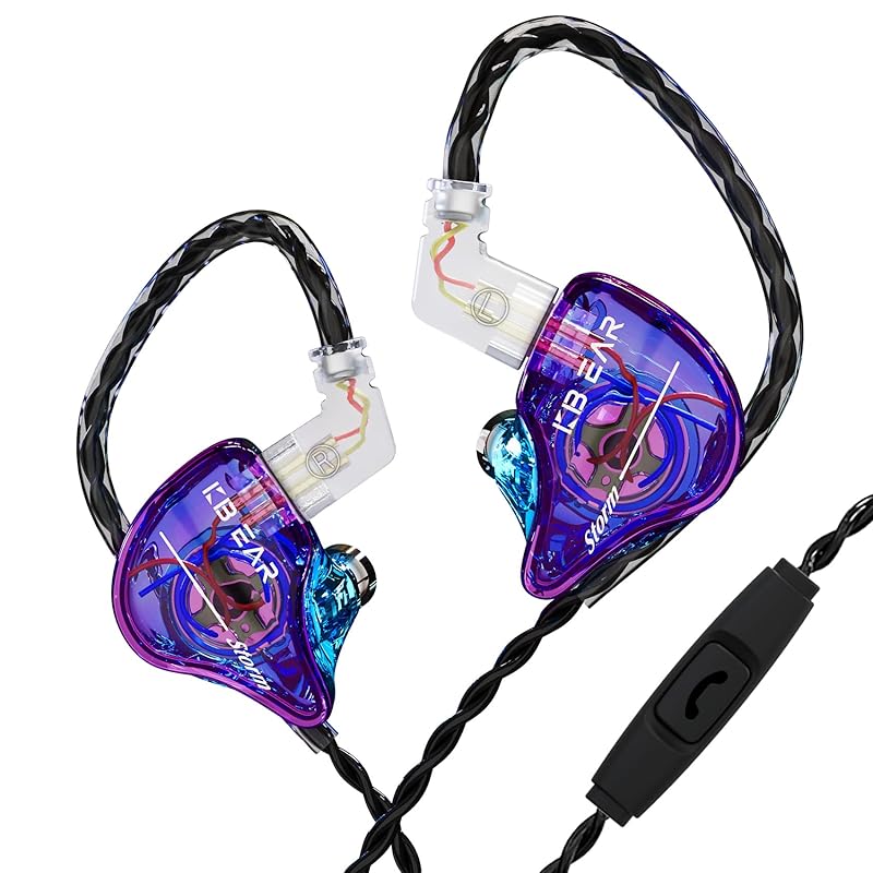 

KINBOOFI KBEAR storm earphones wired ear monitor Canal type earphones ear hook gaming earphones PU+PEEK 10mm dynamic in-ear monitor Wired Earphones