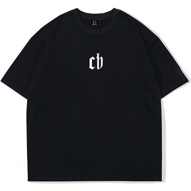 Wassup Heods Short-Sleeve T-Shirt for Men, Heavyweight American High Street Fashion Brand, Loose Fit, Pure Cotton Half-Sleeve, Couple's Summer Wear