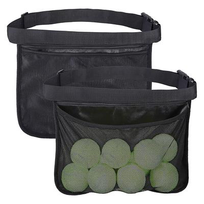 Tennis Ball Carry Bag Large Capacity Zipper Tennis Ball Storage Waist Bag For Outdoor Sport Mobile Phone Holder Mesh Pouch